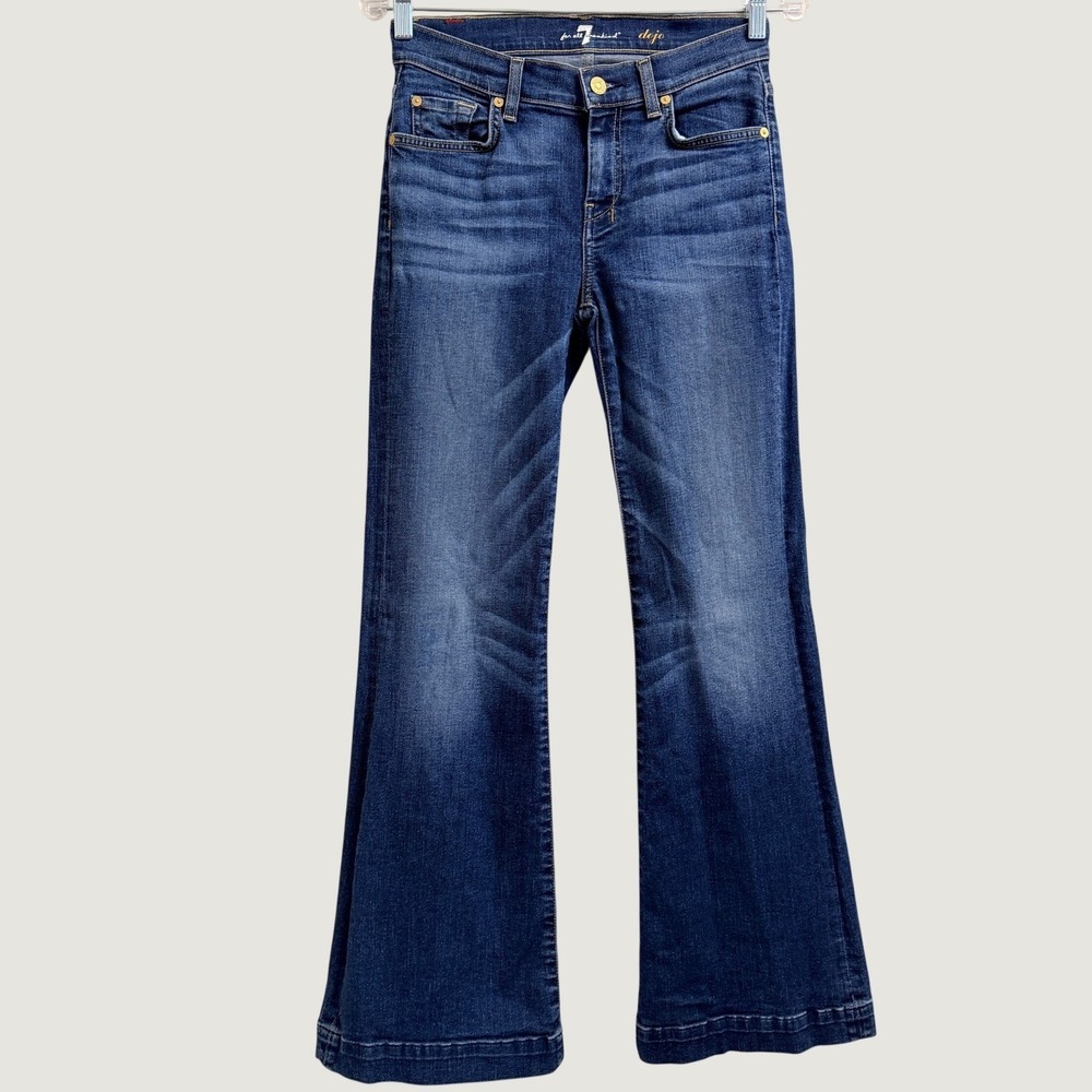 7 For All Mankind 7FAMK Dojo Flare Jeans Blue Denim Womens Size 25- Medium Wash